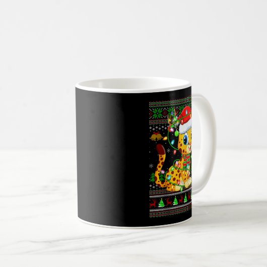 Cheetah Ugly Christmas Sweaters Holiday Santa Cute Kaffeetasse (VorderseiteRechts)