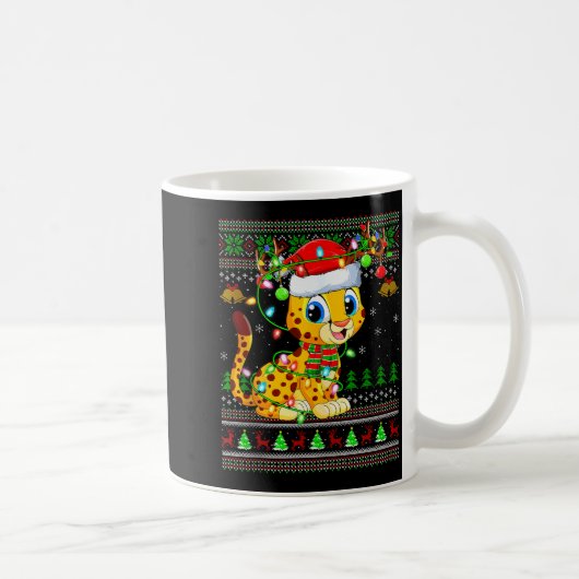 Cheetah Ugly Christmas Sweaters Holiday Santa Cute Kaffeetasse (Rechts)