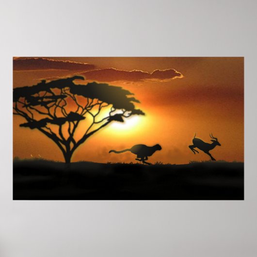 Cheetah und Gazelle Poster (Vorne)