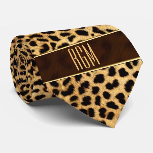 Cheetah und Zebra Wild Man Mit Monogramm Krawatte (Gerollt)