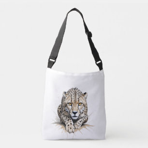 Cheetah Vector Graphic Art Portrait Animal Spirit Tragetaschen Mit Langen Trägern