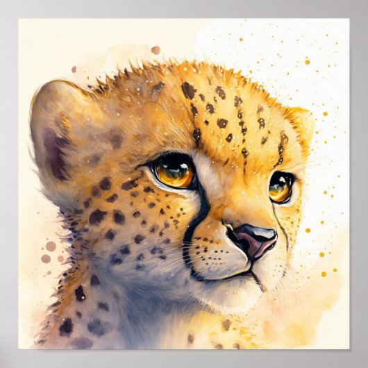 Cheetah Watercolor Principe Kunst Poster (Vorne)