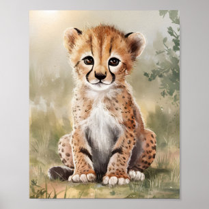 Cheetah Watercolor Principe Kunst Poster