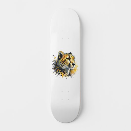 Cheetah Watercolor Tinte Spritzer Skateboard (Vorderseite)