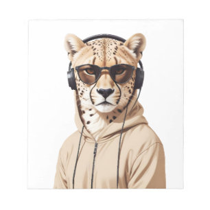 Cheetah Wearing Hoodie Funny Coole Tierart Notizblock