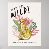 Cheetah Wild Party Animals Kids Birthday Welcome Poster (Vorne)