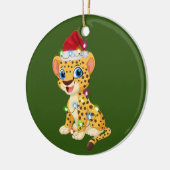 Cheetah With Hat Lights Christmas Keramik Ornament (Links)