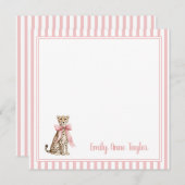 Cheetah With Pink Bow and Stripes Mitteilungskarte (Vorne/Hinten)