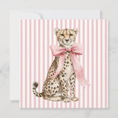 Cheetah With Pink Bow and Stripes Mitteilungskarte (Rückseite)