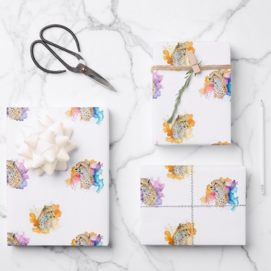 Cheetah Wrapping Paper Geschenkpapier Set (Vorderseite)