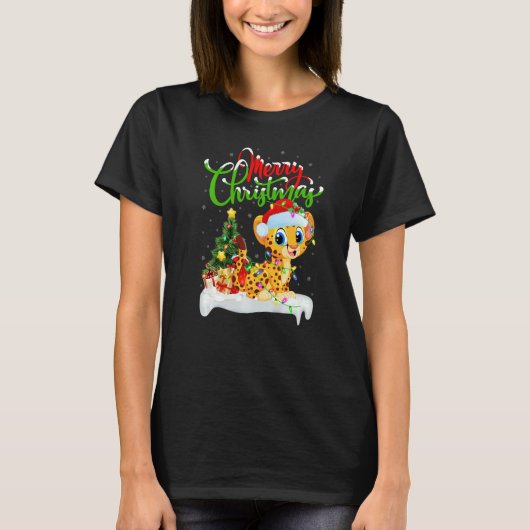 Cheetah  Xmas Decorations Santa Cheetah Christmas T-Shirt (Vorderseite)