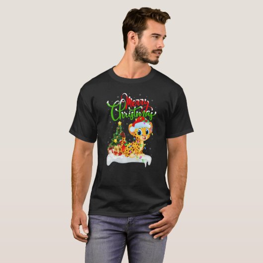 Cheetah Xmas Decorations Santa Cheetah Christmas T-Shirt (Vorne ganz)