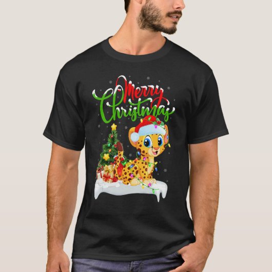 Cheetah   Xmas Decorations Santa Cheetah Christmas T-Shirt (Vorderseite)