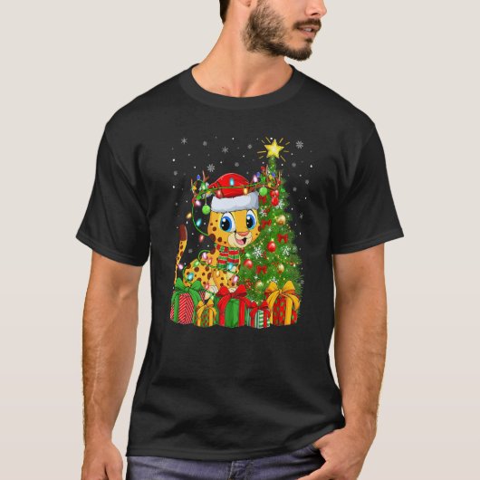 Cheetah Xmas Holiday Santa Cheetah Christmas Tree T-Shirt (Vorderseite)