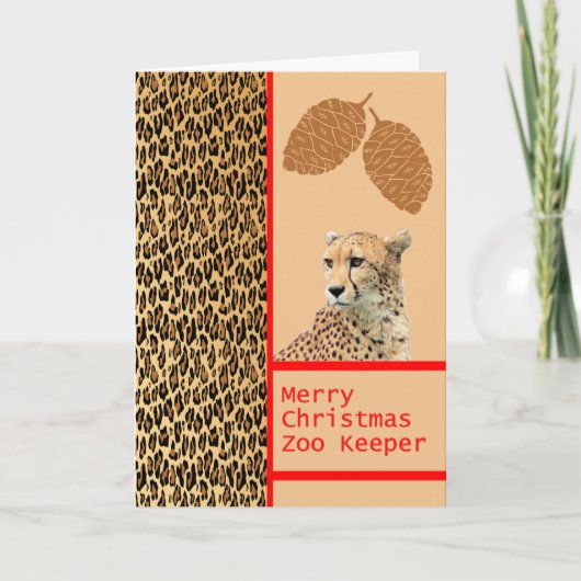 Cheetah Zoo Keeper Weihnachtskarte Feiertagskarte (Vorderseite)