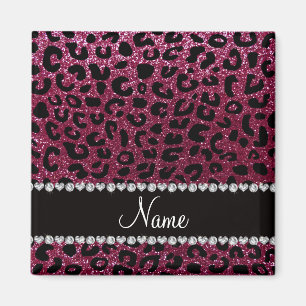 Cheetahdruck Glitter der Namepflaume lila Magnet