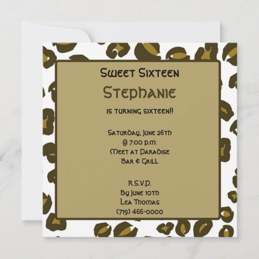 cheetahprint Bonbon 16 Einladung (Vorderseite)