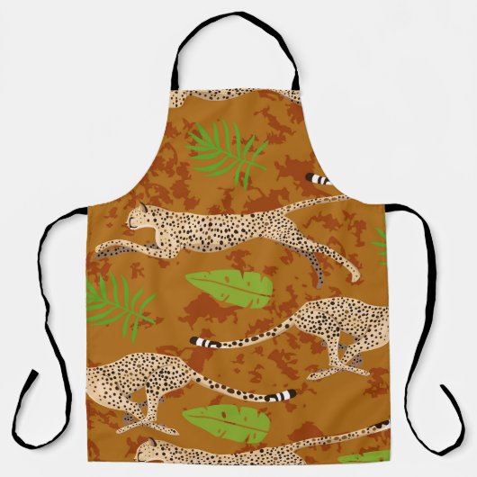 Cheetahs-Blätter: Vintage Grafik nahtlos Schürze (Vorderseite)