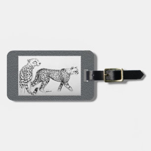 Cheetahs-feine Kunst-graues Imitat-Leder Gepäckanhänger