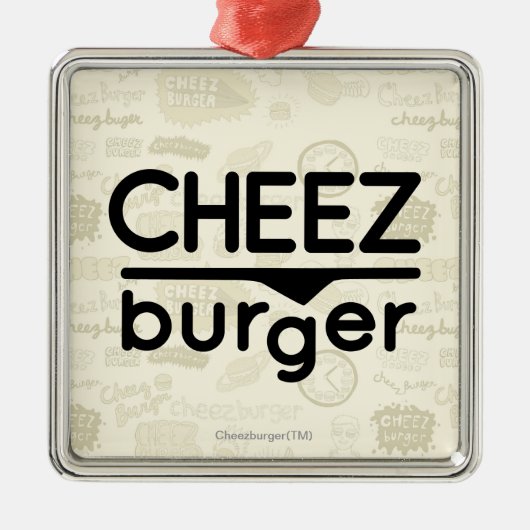Cheezburger Logo (Schwarzes) Silbernes Ornament (Vorne)