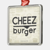 Cheezburger Logo (Schwarzes) Silbernes Ornament (Links)