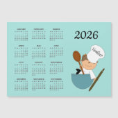 Chef Bäcker Design 2026 Kalender Magnetkarte (Vorderseite)