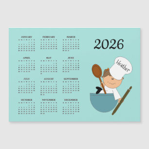 Chef Bäcker Design 2026 Kalender Magnetkarte