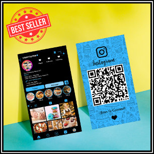 Chef Bäckerei Instagram Blau Konditor Catering QR  Visitenkarte