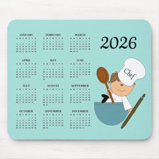 Chef Baker Design 2026 Kalender Mauspad (Vorne)