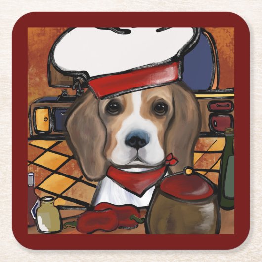 CHEF BEAGLE RECHTECKIGER PAPPUNTERSETZER (Vorderseite)