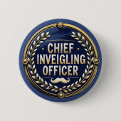 Chef-Beirrender Offizier Lustiges Wortspiel Clever Button (Vorderseite)
