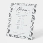 Chef Black & White Antique Toil Wedding Bar Menu Sockelschild (Vorderseite)