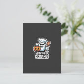 Chef Boo – Spooky Cute Halloween Ghost Spoon Einladungspostkarte (Stehend Vorderseite)