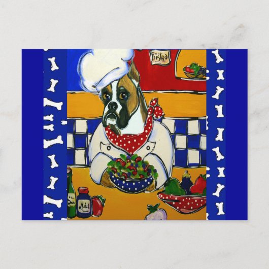 Chef Boxer Hund Postkarte (Vorderseite)
