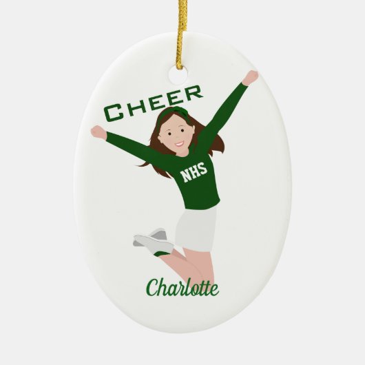 Chef Brünett Green & White Keramik Ornament (Vorne)