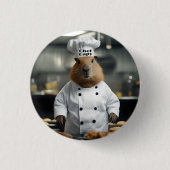 "Chef Capy: Der außergewöhnliche Konditor Capybara Button (Vorderseite)