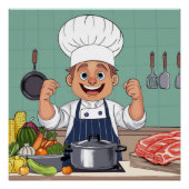 Chef cartoon procreate hand drawing  poster (Vorderseite)