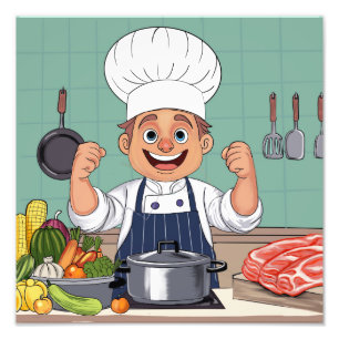 Chef-Cartoon Procreate-Handzeichnung Fotodruck