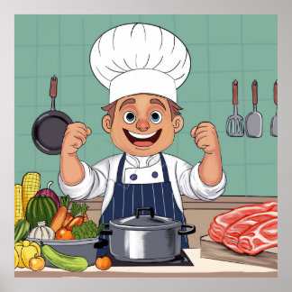 Chef-Cartoon Procreate-Handzeichnung Poster