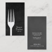 Chef Catering Restaurant Food Fork Logo Chalkboard Visitenkarte (Vorne/Hinten)