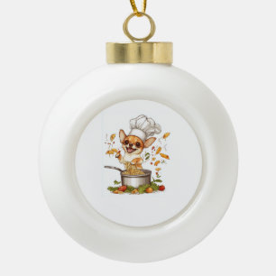 Chef Chihuahua � Meister des kulinarischen Hundes Keramik Kugel-Ornament