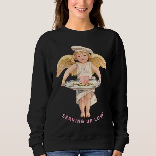 Chef Cook Valentine SERVING UP LOVE Cupid Arrow Ch Sweatshirt (Vorderseite)