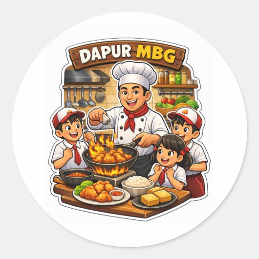 Chef Cooking Sticker Cute Cook Design (Vorderseite)