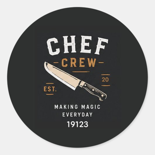 🔪 Chef Crew Restaurant-Küchenpersonal-Logo 🔪 Runder Aufkleber (Vorderseite)