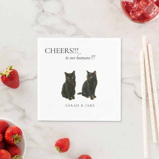 Chef Custom 2 Cats Black Text Hochzeit Napkins Serviette (Beispiel)