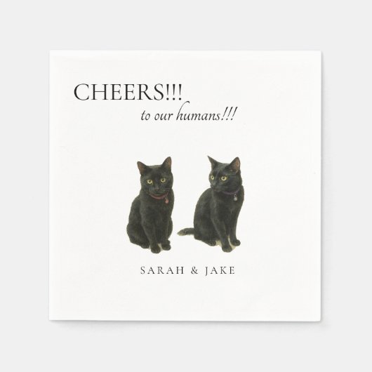 Chef Custom 2 Cats Black Text Hochzeit Napkins Serviette (Vorderseite)