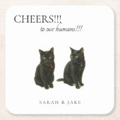 Chef Custom 2 Cats Black Text Wedding Rechteckiger Pappuntersetzer (Vorderseite)
