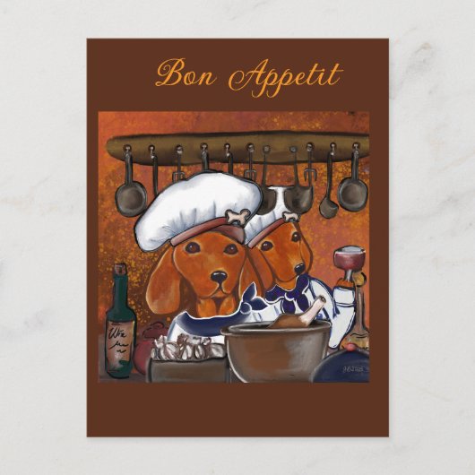 CHEF-DACHSHUNDE POSTKARTE (Vorderseite)