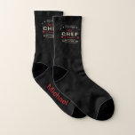 Chef Dad Socks Socken<br><div class="desc">Fathers Day  Chef Dad Socks
A fun pair of black socks,  dads name or your short message. These were designed on the larger size of sock. If you choose a smaller sizer,  the design elements may need altering.</div>