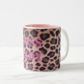 Chef-Dame Leopard Mug Zweifarbige Tasse (VorderseiteRechts)